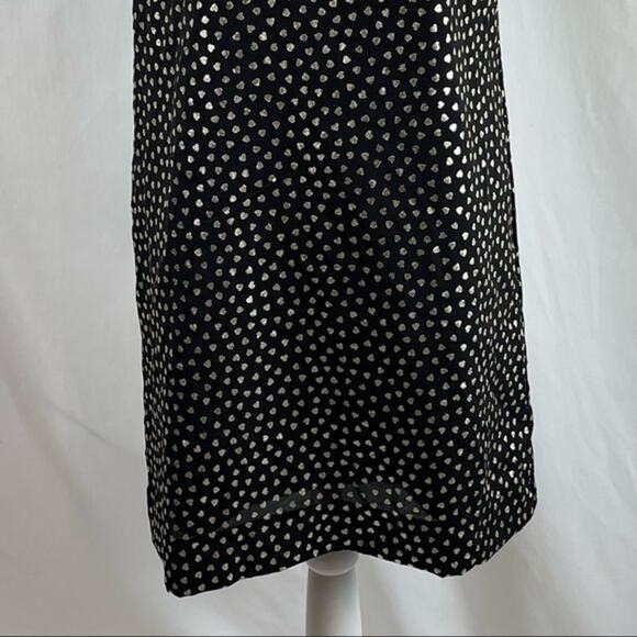 J Crew Black With Metallic Gold Hearts Date Night Party Dress NWOT Size 0 - Picture 4 of 11